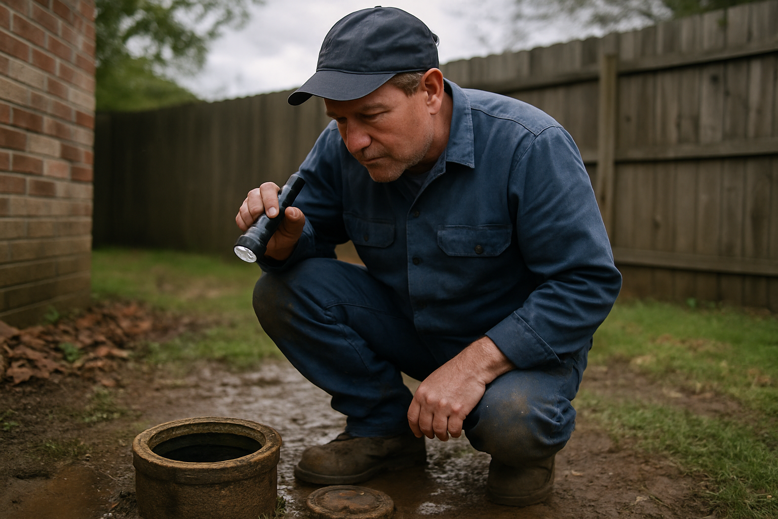 Indianapolis drain cleaning technician at a local home